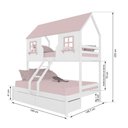 Ver imagem 3 de Beliche Casal/ Solteiro Casinha Encantada com 02 Gavetas Madeira Maciça Branco/ Rosa Megamobilia
