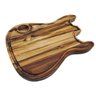 Tábua de corte tradicional para churrasco Madeira Teca Guitarra com cumbuca para molho - 1