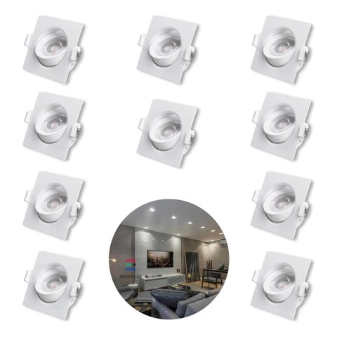 - 10 Spot Quadrado 7w Embutir Sanca Direcionavel Mr11 Dicroica