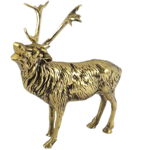 Estatueta Alce Artesanal em Latão Reciclado Sat Alce Dourado