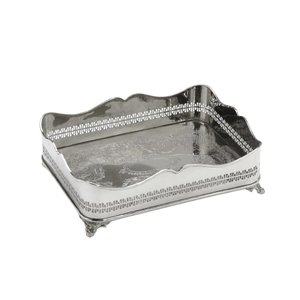 Bandeja Decorativa Retangular em Metal na Cor Prata 33x10cm