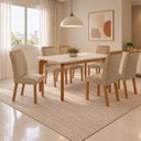 Ver imagem 1 de Conjunto de Mesa de Jantar Dublin 180 Tp MDF Laminado Canto Copo 6 Cadeiras Mariana