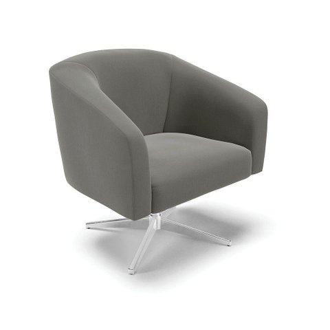 Cadeira Sala de Jantar Giratória Base Cromada Stella Suede D03 - D'Rossi Cor Grafite