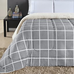 Coberdrom Sherpa e Flannel Austin Casal Padrão Manta 150g 01 Peça - Cinza Bia Enxovais - 4