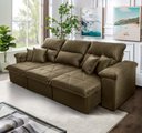 Ver imagem 1 de Sofá Retrátil/Reclinável Trento 2,30m Suede Velut Bege c/ Molas no Assento - King House