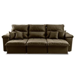 Sofá Retrátil/Reclinável Trento 2,30m Suede Velut Bege c/ Molas no Assento - King House - 5
