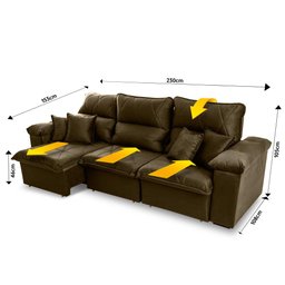 Sofá Retrátil/Reclinável Trento 2,30m Suede Velut Bege c/ Molas no Assento - King House - 3