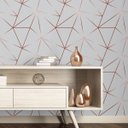 Ver imagem 2 de Papel de Parede Adesivo Zara Cinza Rose Quarto Sala Rolo 10m