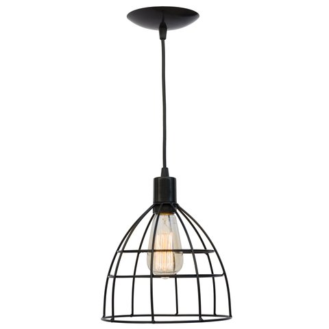Kit 2 Pendente Aramado Poptem Veneza Taça Preto Luminária Metal Lustre 22 Cm Sala
