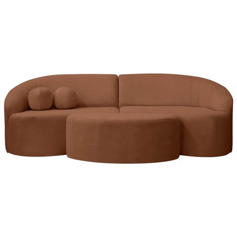 Sofá Orgânico Palermo 4 Lugares 210cm + Puff Bouclê - Sofa Store:bouclê Terracota