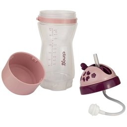 Garrafa Infantil com Porta Biscoito 240ML Clingo ROSE - 2
