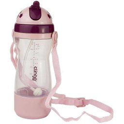 Garrafa Infantil com Porta Biscoito 240ML Clingo ROSE - 1