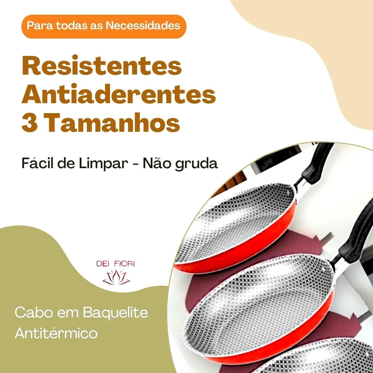 Kit Jogo Conjunto Frigideiras Antiaderentes 3 Peças Vermelha Aluminio Tres Tamanhos Omelete Panqueca - 2