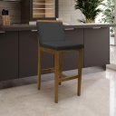 Ver imagem 1 de Banqueta Alta em Madeira Maciça Londres Linho Grafite