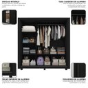 Ver imagem 6 de Guarda-Roupa Casal 3 Portas com 1 Porta Espelho com Pés 100% MDF Roma