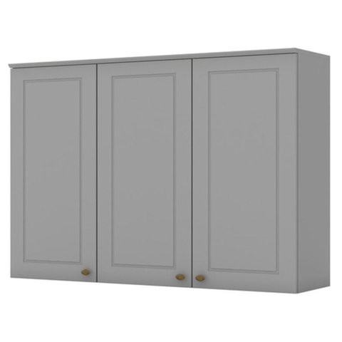 Armario Aereo 3 Portas Mdf 120 Cm Americana C352 Cinza Henn
