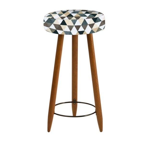 Banqueta Rubi Estampado Triângulo Bege T192 - D'Rossi - 1