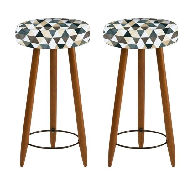 Conjunto 02 Banquetas Rubi Estampado Triângulo Bege T192 - D'Rossi - 1
