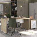 Ver imagem 2 de Mesa para Escritório 160cm e Gaveteiro com Rodízios Corp A06 Carvalho/branco - Mpozenato