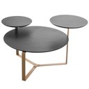 Ver imagem 2 de Mesa de Centro Industrial Chanfrada Artesano 83 Cm (larg) 3 Tampos Mdp Nero (preto) Pé Aço Dourado