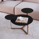 Ver imagem 1 de Mesa de Centro Industrial Chanfrada Artesano 83 Cm (larg) 3 Tampos Mdp Nero (preto) Pé Aço Dourado