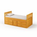 Ver imagem 6 de Cama Solteiro com 04 Gavetas e 01 Porta Funcional de Madeira Maciça - Mel