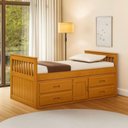 Ver imagem 1 de Cama Solteiro com 04 Gavetas e 01 Porta Funcional de Madeira Maciça - Mel