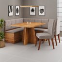 Ver imagem 1 de Conjunto Canto Alemão com Baú Mesa 120x77,5cm Tampo sem Vidro com 2 Cadeiras Milão Bege/Mel/Kaki