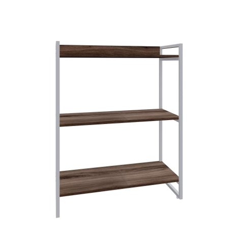 Estante Kuadra 80x40x104cm c/03 Prateleiras Nogal / Est.Branca
