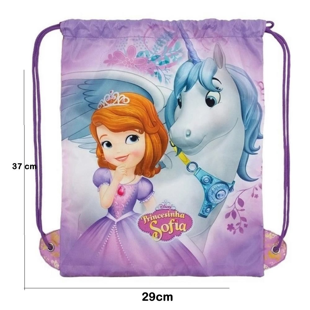 Mochila tipo Saco de Costas Infantil Princesa Sofia Rosa - 4