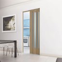Ver imagem 1 de Porta Sanfonada de PVC 210cm x 72cm Plastporta Bcf Marrom/Carvalho Prata com Translucido