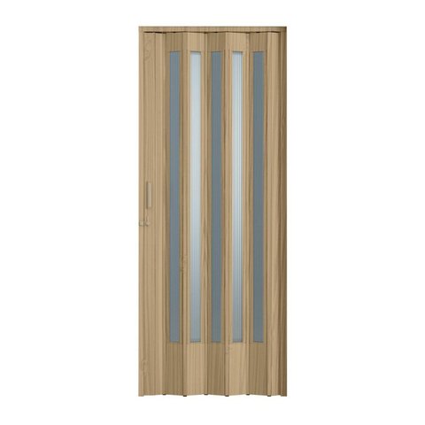 Porta Sanfonada de PVC 210cm x 72cm Plastporta Bcf Marrom/Carvalho Prata com Translucido