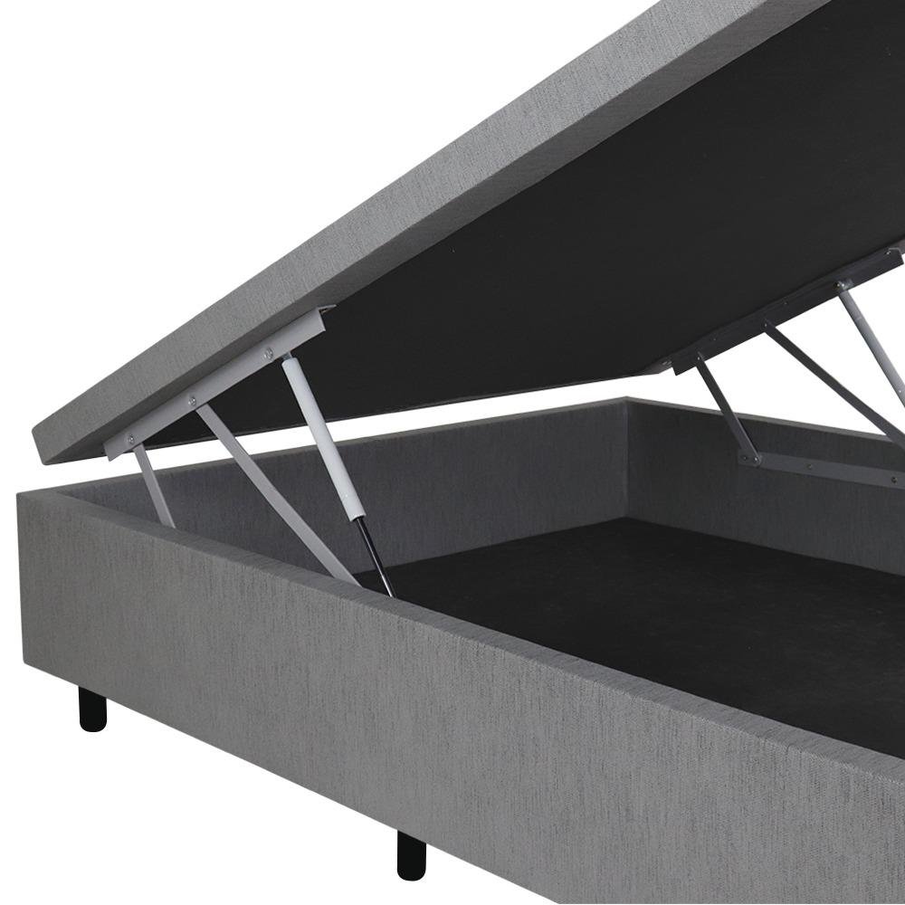 Cama Box Casal com Baú 138x188x42 com Pistão a Gás Courino Linho
