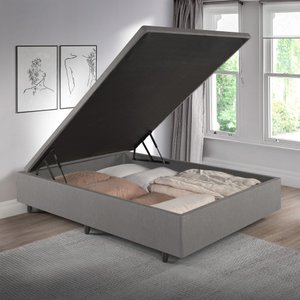 Cama Box Casal com Baú 138x188x42 com Pistão a Gás Courino Linho