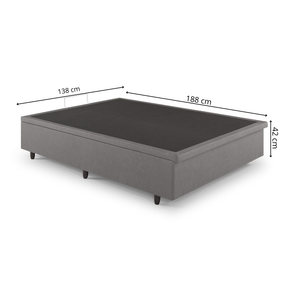 Cama Box Casal com Baú 138x188x42 com Pistão a Gás Courino Linho - 2