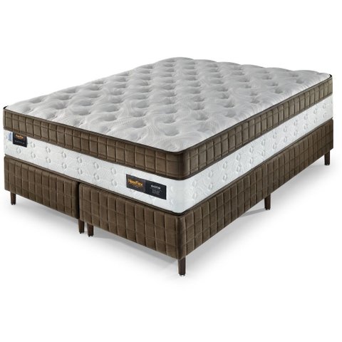 Cama Box Colchão King Size com Molas Ensacadas Master 193x203x77cm Marrom