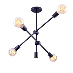 Lustre Pendente Luminária Moderno Sputnik Circuit Retro Vintage 4 Lâmpadas E27:Preto/110V/220V - 1