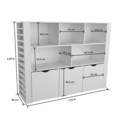 Estante Organizadora Infantil Porta Livros e Carrinhos com Baús Ava 100% Mdf Woodcore - 7