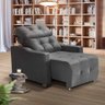 Poltrona Para Leitura Reclinável Suede Cinza Fox Shop JM - 1