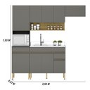 Ver imagem 2 de Armário de Cozinha Completa 120 com Balcão para Pia 9 Portas Line - Freijó/gris