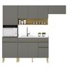 Armário de Cozinha Completa 120 com Balcão para Pia 9 Portas Line - Freijó/gris - 10