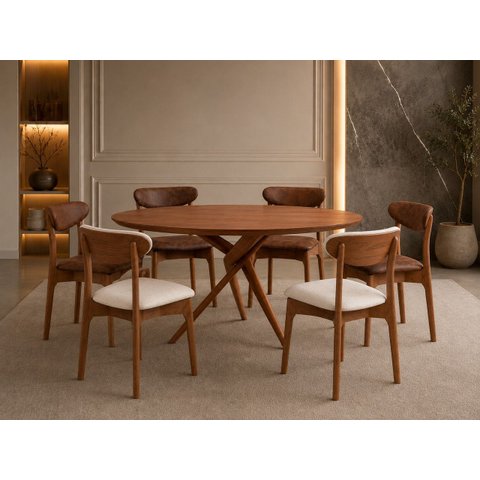 Sala Jantar Maciça Luxo 06 Lugares Pisa - Essenza Móveis