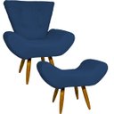Ver imagem 1 de Kit Poltrona Decorativa Para Sala Recepção Escritório Consultório + Puff Emilia Suede