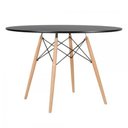 Ver imagem 2 de Conjunto de Mesa de Jantar Eames Eiffel Redonda 110cm Tampo de Madeira Preto com 4 Cadeiras Brancas