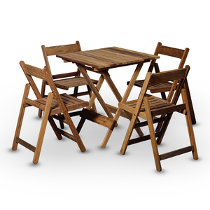 Conjunto de Mesa 70x70 e 04 Cadeiras Davos em Madeira Nobre Marcenaria Real