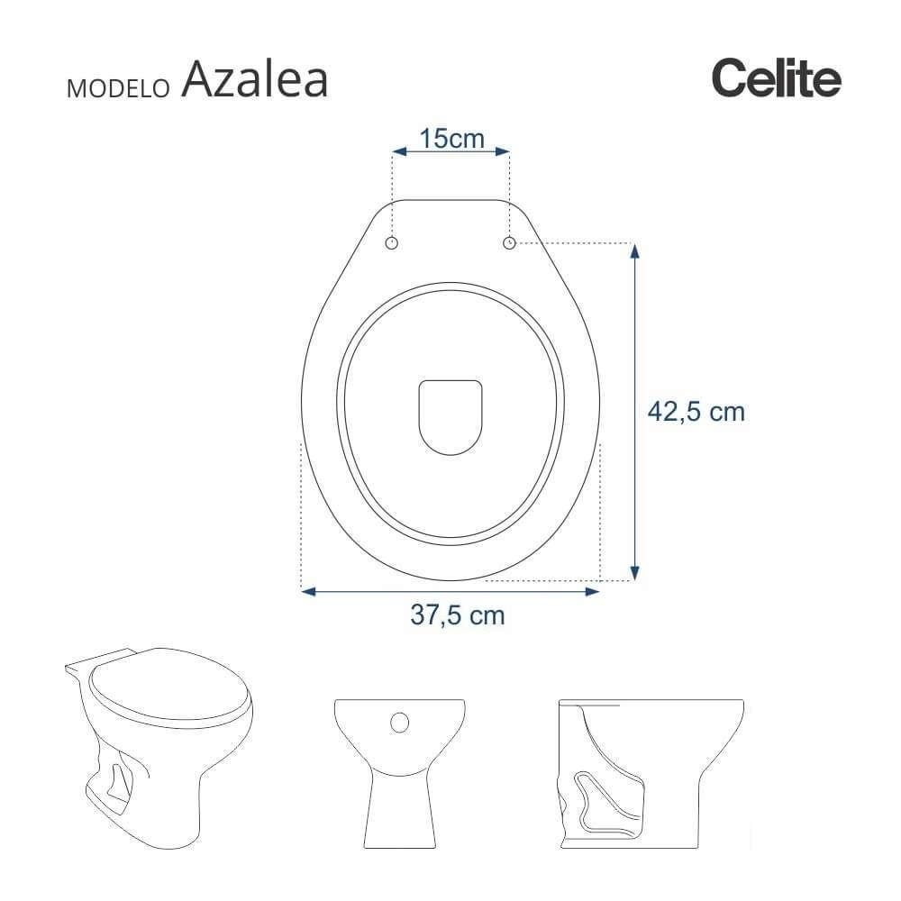 Assento Sanitário Poliester Azalea Cinza Prata para Vaso Celite - 5
