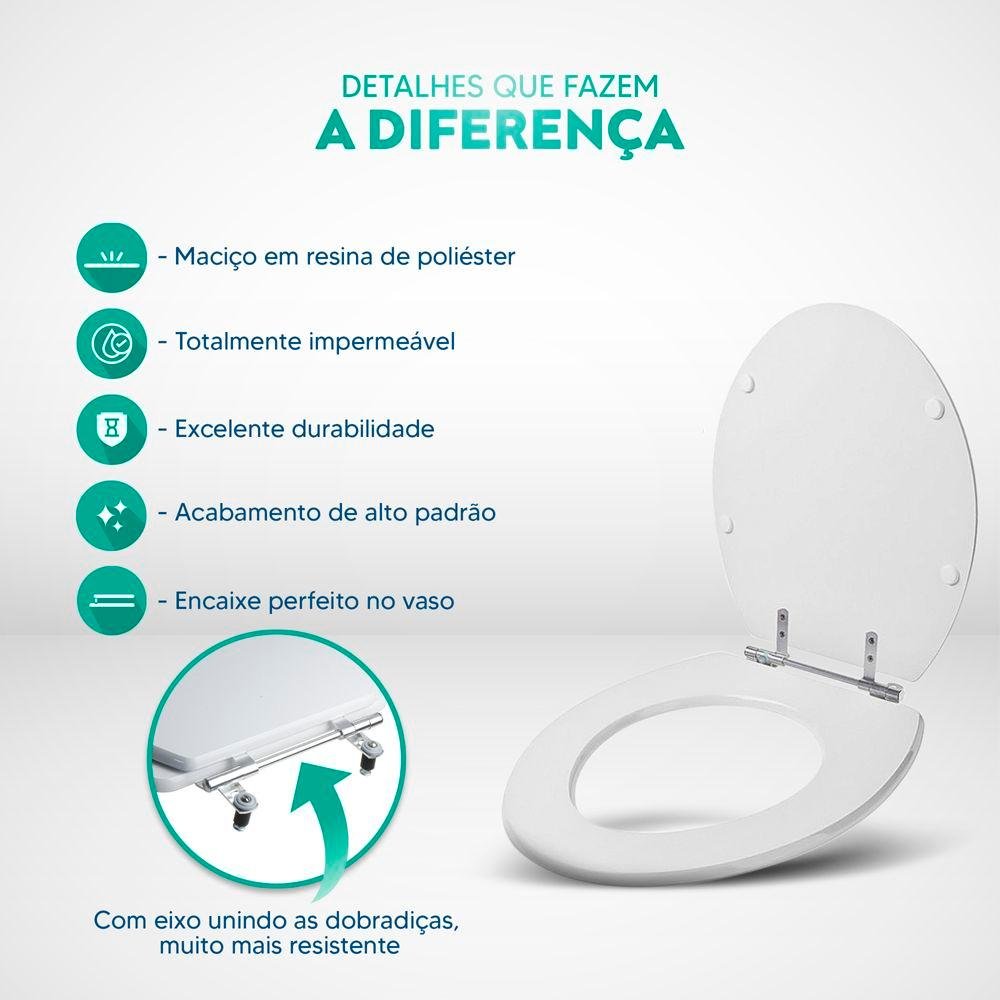Assento Sanitário Poliester Azalea Cinza Prata para Vaso Celite - 3