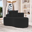 Ver imagem 2 de Kit 02 Sofás Orgânicos Living Bob 145cm 02 Lugares com 02 Almofadas Bouclê Preto - Abmaza