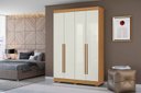 Ver imagem 2 de Roupeiro de Solteiro 153cm 4 Portas 02 Gavetas - Cinamomo/off White Aramóveis