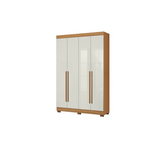 Roupeiro de Solteiro 153cm 4 Portas 02 Gavetas - Cinamomo/off White Aramóveis